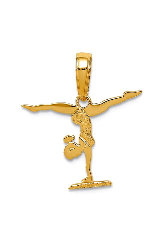 10k Gold Gymnastics Pendant Necklace 18x17mm Wide Pendant for Women - .4 Grams