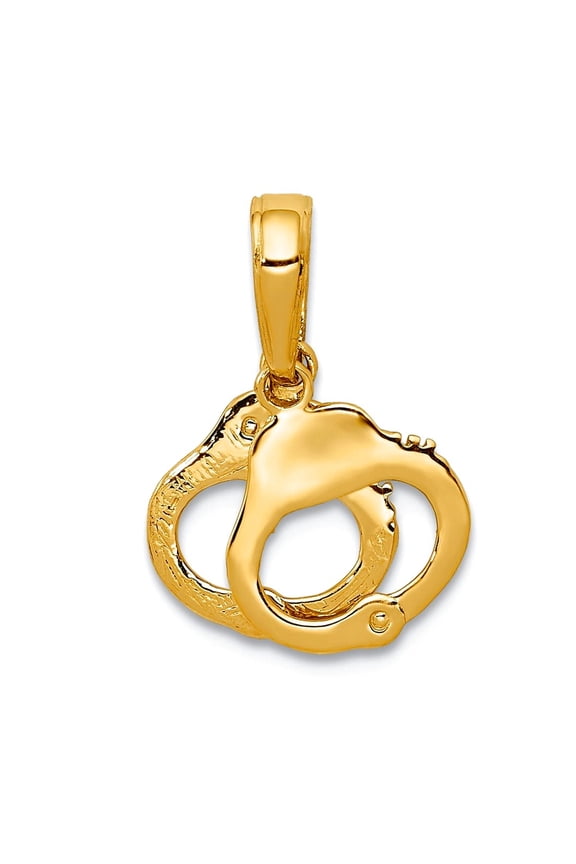 10k Gold Handcuffs Pendant Necklace 15x11mm Wide Pendant for Women - .6 Grams