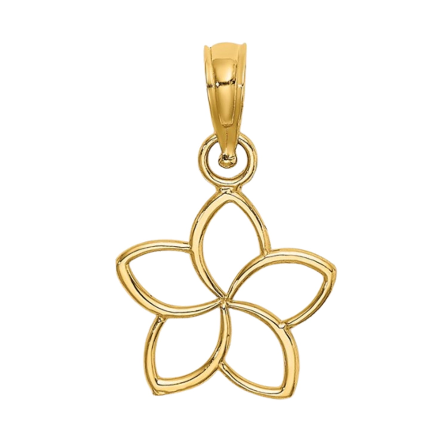 10k White Gold Hawaiian Plumeria Flower Pendant Necklace - Handcrafted Plumeria Charm, Symbol Of Positivity