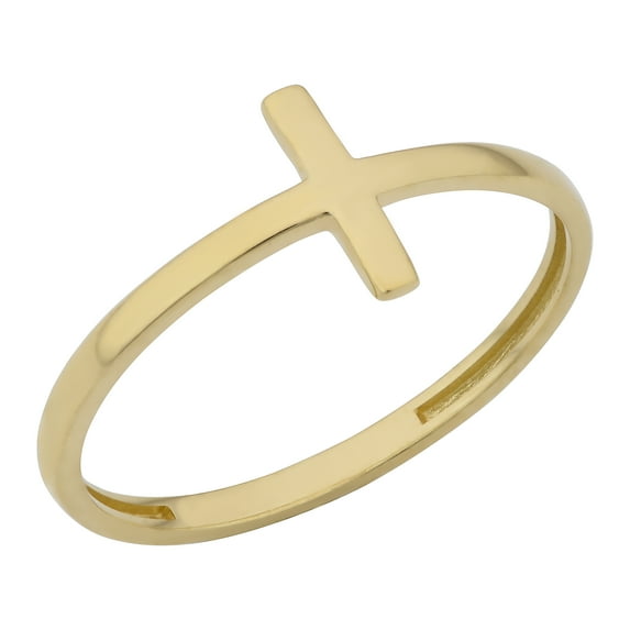 KoolJewelry 10k Gold High Polish Cross Ring