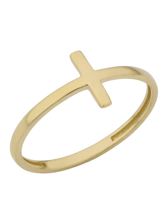 KoolJewelry 10k Gold High Polish Cross Ring