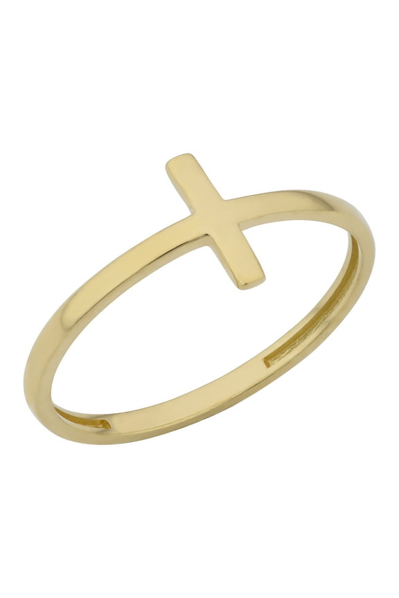 KoolJewelry 10k Gold High Polish Cross Ring