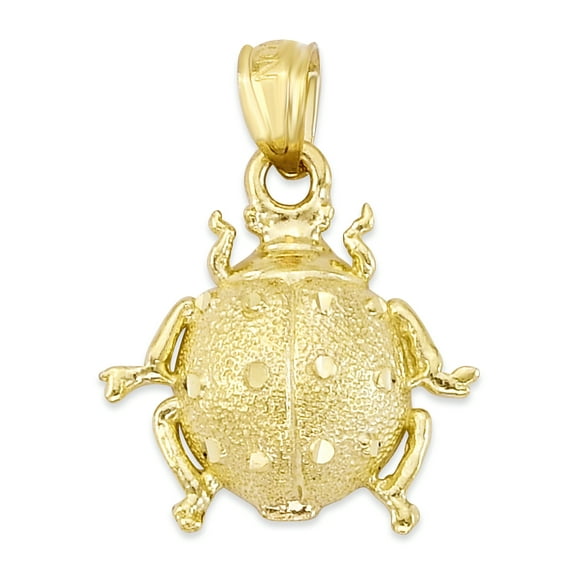 Golden Fire Solid 10k Gold Lady Bug Pendant - Insect Jewelry, Springtime gifts for Women