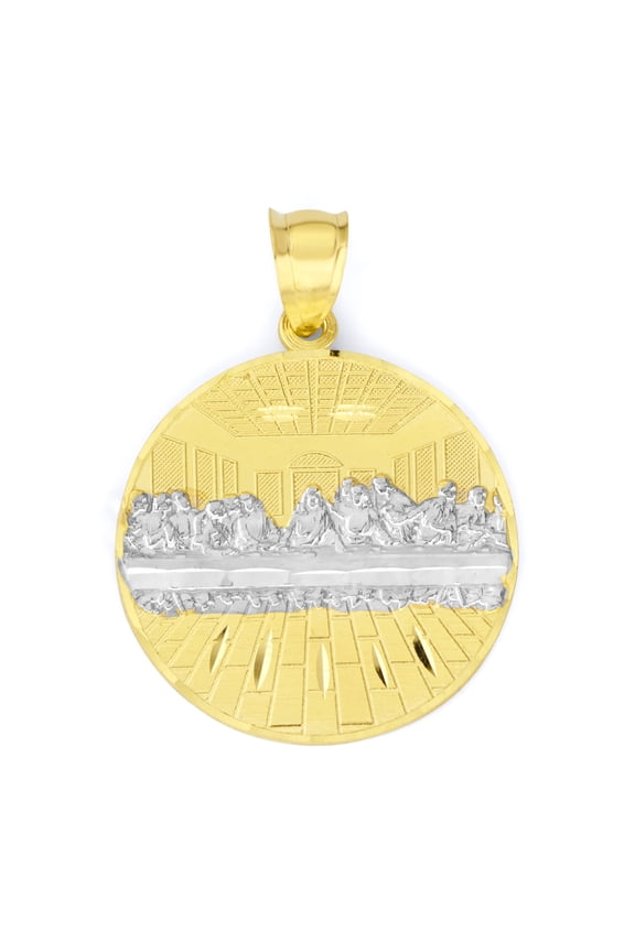 Golden Fire Solid 10k Gold Last Supper Pendant - Religious Gifts for Men and Women
