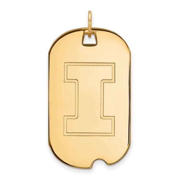 10k Gold LogoArt University of Illinois Letter I Large Dog Tag Pendant Q1Y028UIL