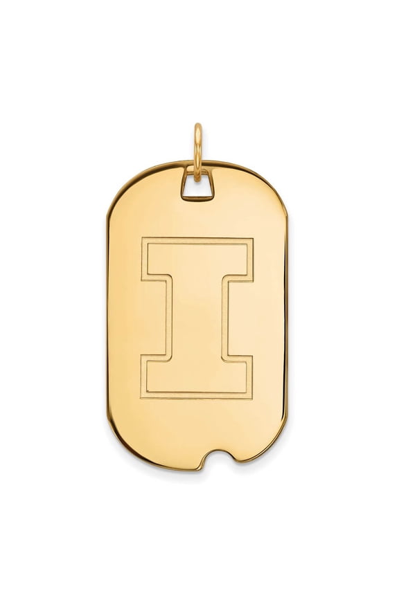 10k Gold LogoArt University of Illinois Letter I Large Dog Tag Pendant Q1Y028UIL