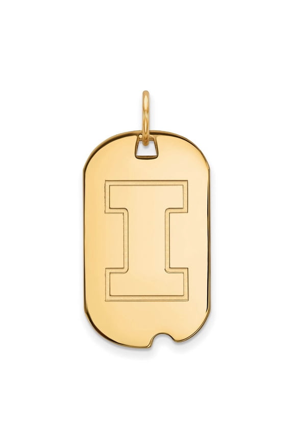 10k Gold LogoArt University of Illinois Letter I Small Dog Tag Pendant Q1Y027UIL