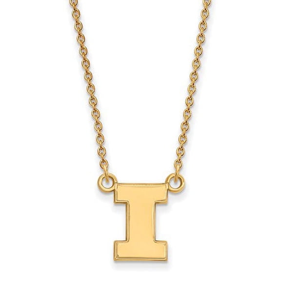 10k Gold LogoArt University of Illinois Letter I Small Pendant 18 inch Necklace Q1Y015UIL-18