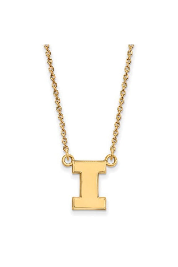 10k Gold LogoArt University of Illinois Letter I Small Pendant 18 inch Necklace Q1Y015UIL-18
