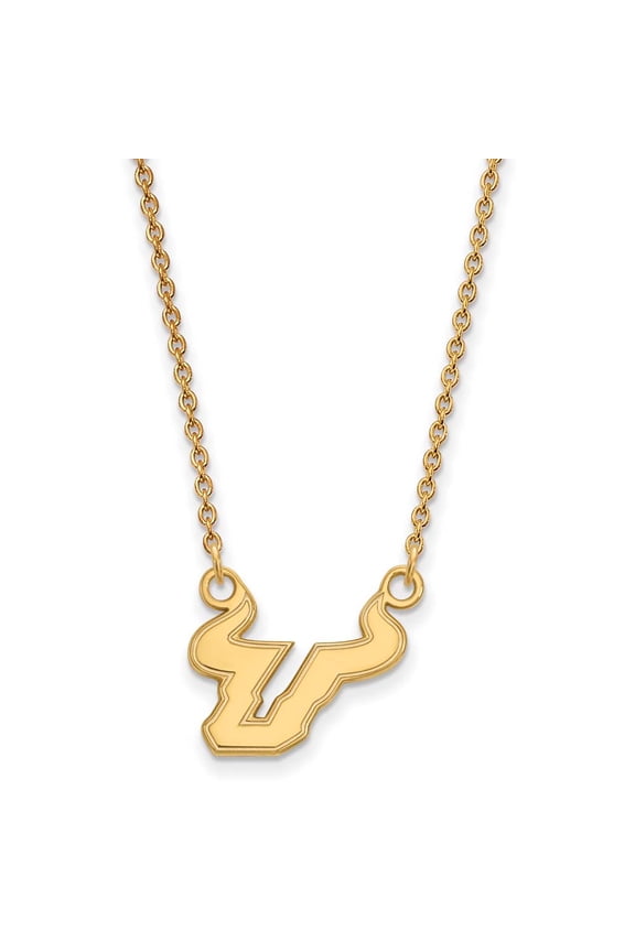 10k Gold LogoArt University of South Florida Bull Small Pendant 18 inch Necklace Q1Y009USFL-18