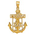 thumbnail image 1 of 10k Solid Yellow Gold Mariners Religious Faith Cross Pendant Necklace 36.41mm Long Pendant for Women, 1 of 2