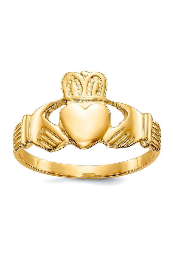 10k Solid Yellow Gold Mens Irish Claddagh Celtic Trinity Knot Ring Size 9.75 Ring for Men