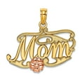 thumbnail image 1 of 10k Gold Mom Script With Pink Flower Charm 18.7x22.6mm Wide Pendant Necklace for Women - 1.0 Grams, 1 of 2