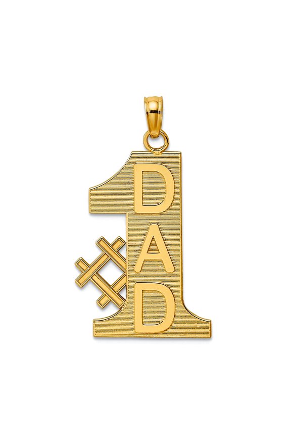 10k Gold Number 1 Dad Vertical and Solid With Block Letter Name Personalized Monogram Initials Charm 37.25x16mm Wide Pen