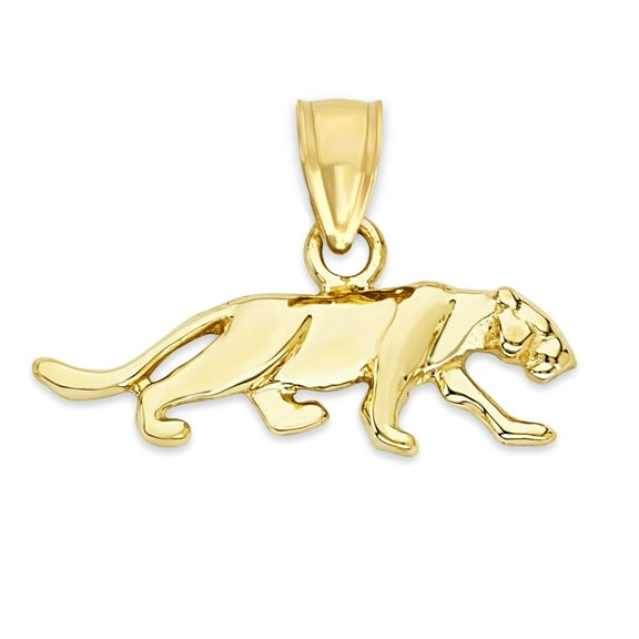 10k Gold Panther Pendant, Big Cat Jewelry