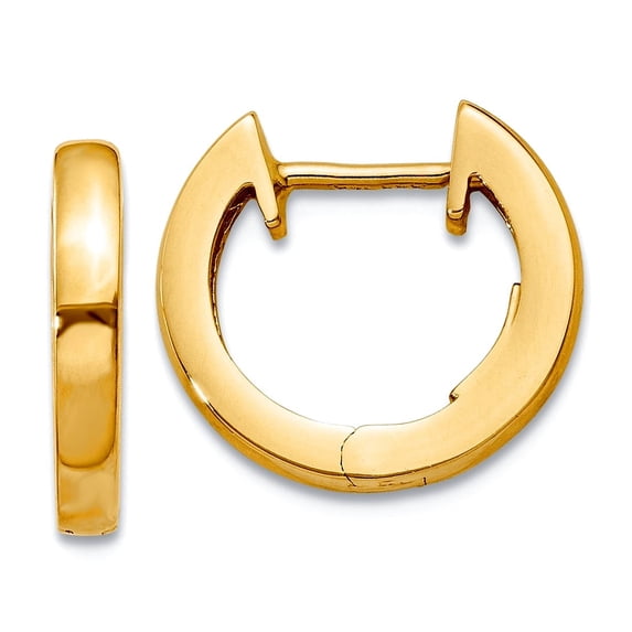 10k Solid Yellow Gold Polished 2mm Hinged Hoop Earrings 9x2.5mm Wide Hoop Earring for Women
