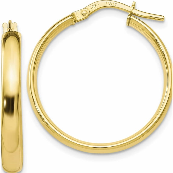 10K Yellow Gold Jbsp's Polished Hoop Earrings (24 X 9.25) Made In Italy 10le319