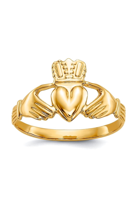 10k Solid Yellow Gold Polished Irish Claddagh Celtic Trinity Knot Ring Size 6.00 Ring for Women