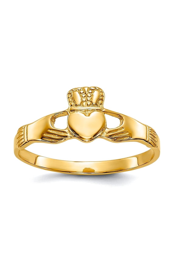 10k Solid Yellow Gold Polished Ladies Irish Claddagh Celtic Trinity Knot Ring Size 6.00 Ring for Women