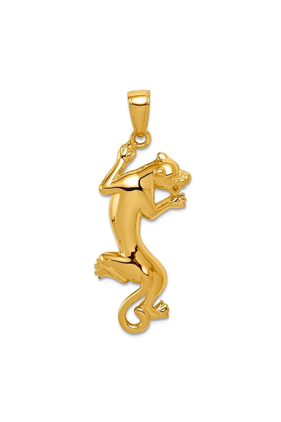 10k Gold Polished Panther Pendant Necklace 36x18mm Wide Pendant for Women - 2.3 Grams