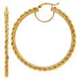 thumbnail image 1 of 10k Solid Yellow Gold Polished and Sparkle-Cut Rope 2.95mm Hoop Earrings 55x2.95mm Wide Hoop Earring for Women, 1 of 2
