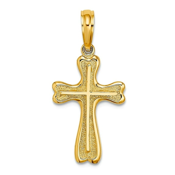 10k Gold Religious Faith Cross Cross With Love Heart Edges and Rounded 23.55x12mm Wide Pendant Necklace for Women