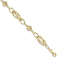 thumbnail image 1 of 10k Gold Rhodium-Plated Polished D/C Bead and Link Bracelet, 1 of 2