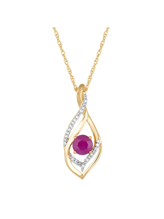 10k Gold Ruby & Diamond Accent Pendant Necklace