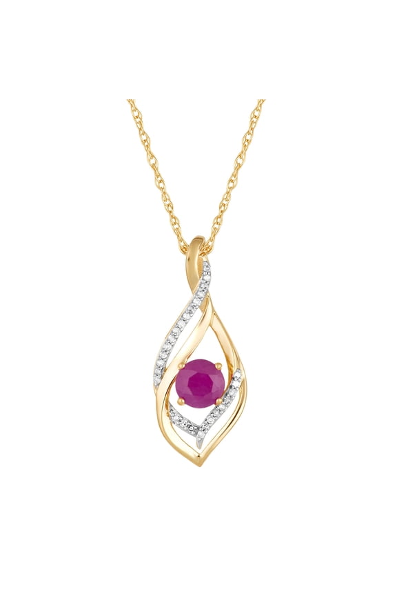 10k Gold Ruby & Diamond Accent Pendant Necklace