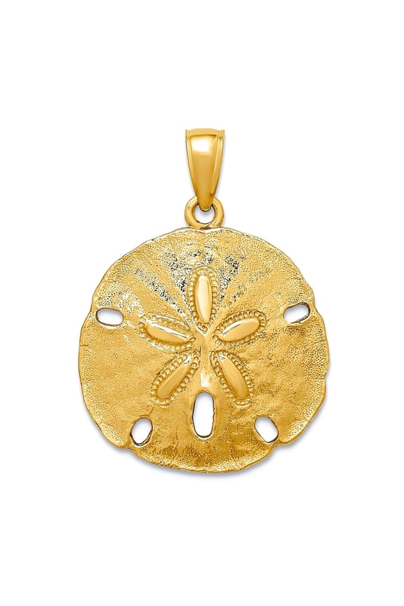 10k Gold Sand Dollar High Polish Charm 27.45x20.55mm Wide Pendant Necklace for Women - 2.9 Grams
