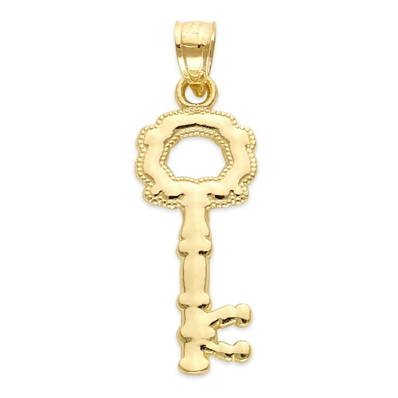 10k Gold Skeleton Key Pendant, Lock and Key Jewelry, Gifts of Love for Her