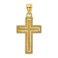 thumbnail image 1 of 10k Solid Yellow Gold Sparkle-Cut Block Religious Faith Cross Charm 22.8mm Long Pendant Necklace for Women, 1 of 2