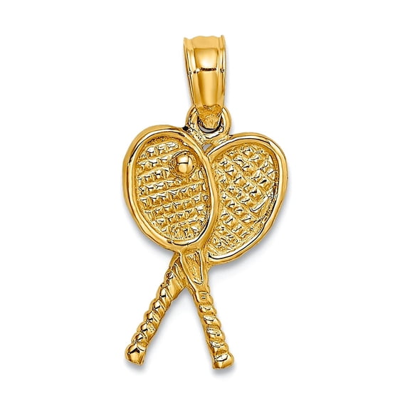 10k Gold Tennis Racquets Pendant Necklace 17.8x9mm Wide Pendant for Women - .7 Grams