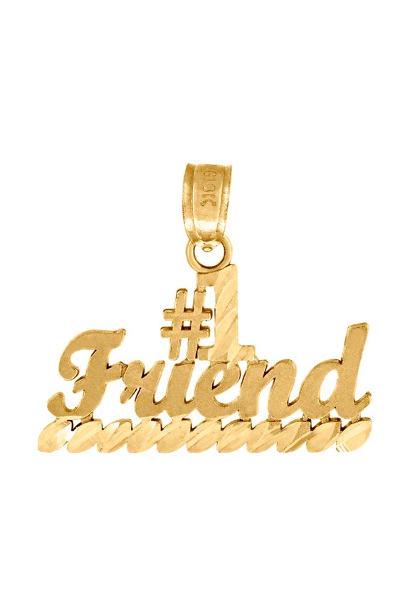 10k Gold Textured Unisex No. 1 Friend Height 18.1mm X Width 20.3mm Letter Name Personalized Monogram Initials & Words Ch
