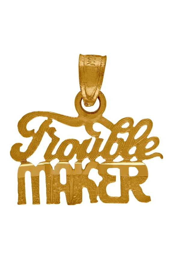 10k Gold Textured Unisex Trouble Maker Height 16.6mm X Width 16.1mm Letter Name Personalized Monogram Initials & Words C