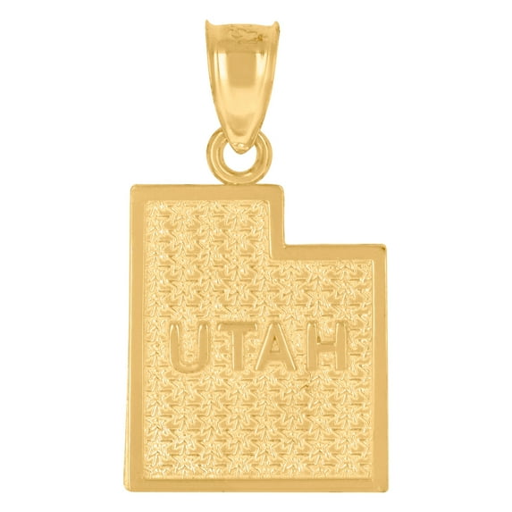 10k Gold Textured Unisex Utah Height 24.1mm X Width 13.3mm State Charm Pendant Necklace Pendant for Women