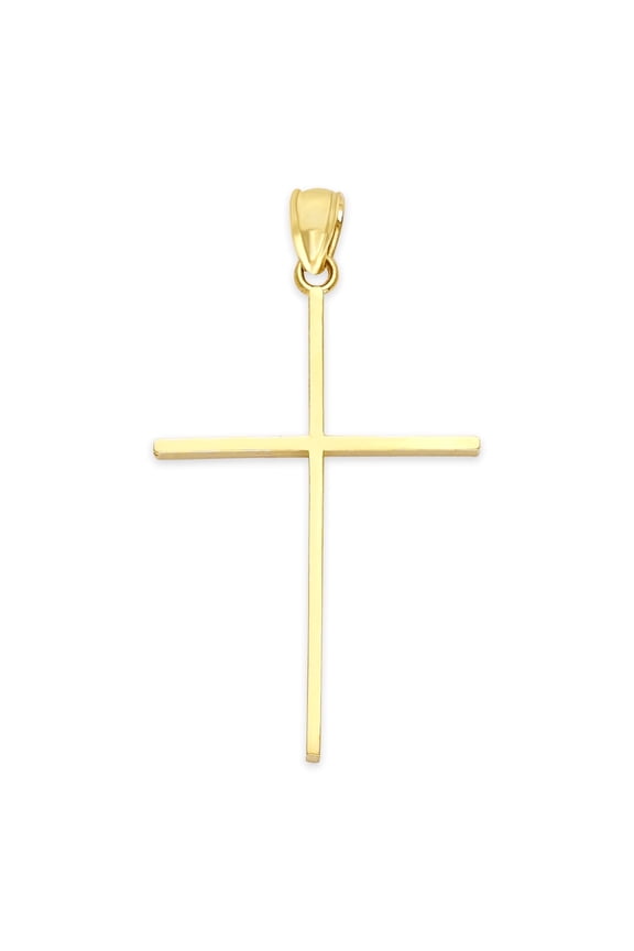 Solid 10k Gold Thin Cross pendant - Minimalist Religious Jewelry