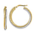 thumbnail image 1 of 10k Gold Two-Tone Polished D/C Hoop Earrings, 1 of 2