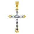 thumbnail image 1 of 10k Gold Two-tone Cubic Zirconia Unisex Cross Height 35.4mm X Width 19.3mm Religious Charm Pendant Necklace Pendant for, 1 of 2