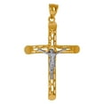 thumbnail image 1 of 10k Gold Two-tone Dc Mens Cross Crucifix Height 61.6mm X Width 34mm Religious Charm Pendant Necklace for Men, 1 of 2