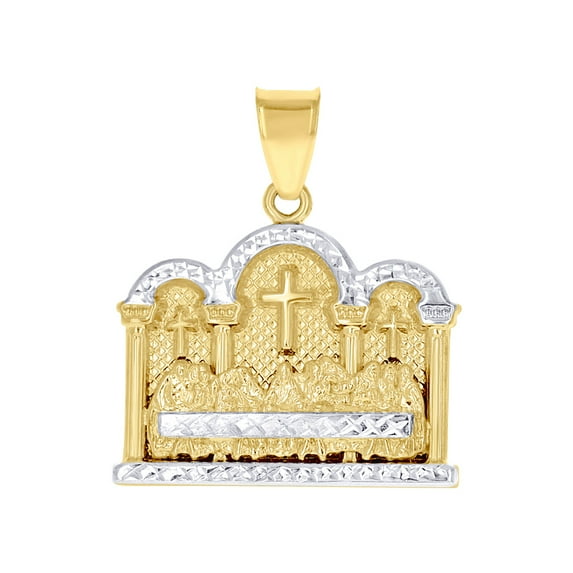 10k Gold Two-tone Dc Mens Lion Head Height 31.1mm X Width 29.3mm Religious Charm Pendant Necklace for Men