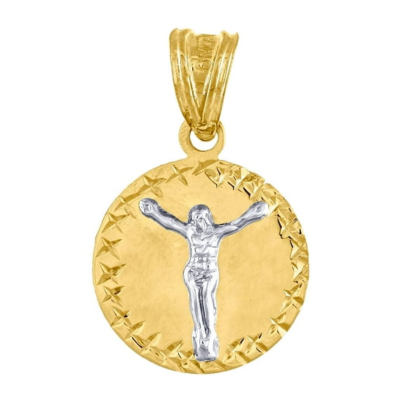 10k Gold Two-tone Dc Unisex Jesus Height 24.7mm X Width 15.1mm Religious Charm Pendant Necklace Pendant for Women