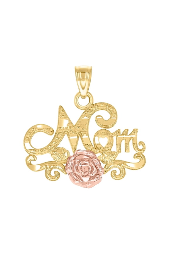 10k Gold Two-tone Dc Womens Mom Rose Height 20.1mm X Width 19.6mm Letter Name Personalized Monogram Initials & Words Cha