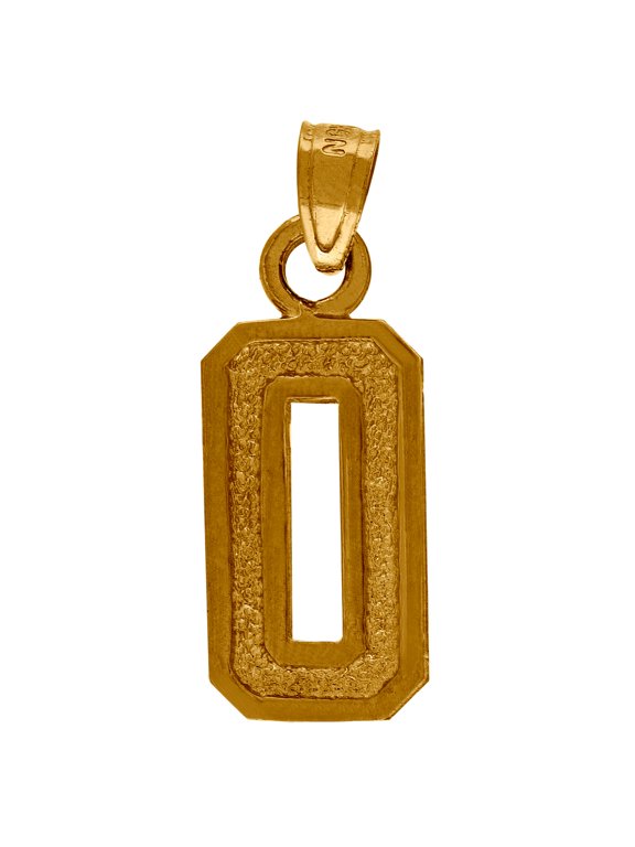 10k Gold Unisex 0 Zero Height 23.5mm X Width 8.1mm Sport game Number Charm Pendant Necklace Pendant for Women