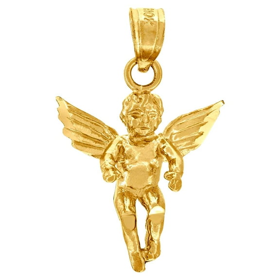 10k Gold Unisex Angel Height 23mm X Width 15.1mm Religious Charm Pendant Necklace Pendant for Women