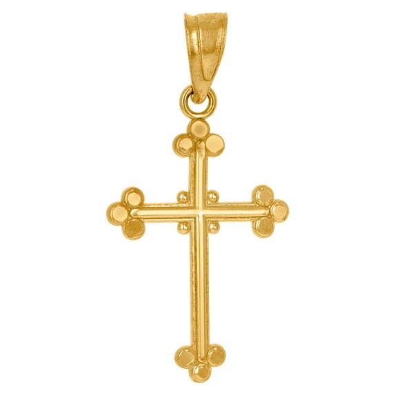 10k Gold Unisex Cross Height 23.4mm X Width 12.4mm Religious Charm Pendant Necklace Pendant for Women