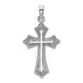 thumbnail image 1 of 10k Gold White Religious Faith Cross With Beaded Triangle Tips 30.4x17mm Wide Pendant Necklace for Women, 1 of 2