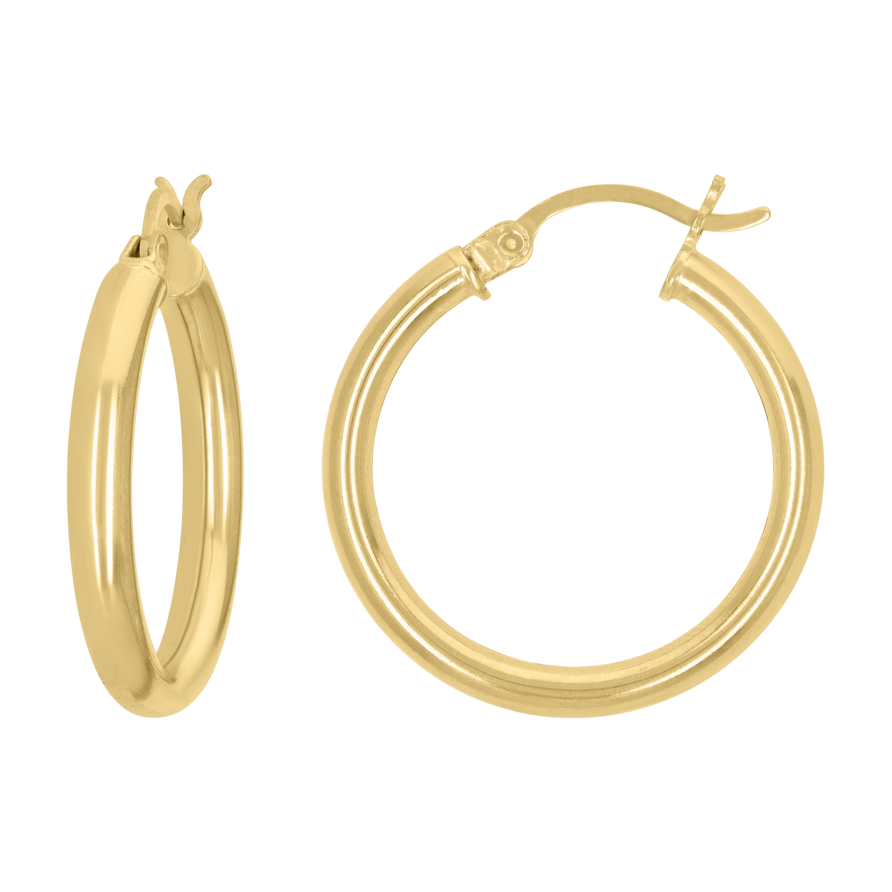 10k Gold Womens 3mm X 25mm Hinged Hoops Huggies - Walmart.com