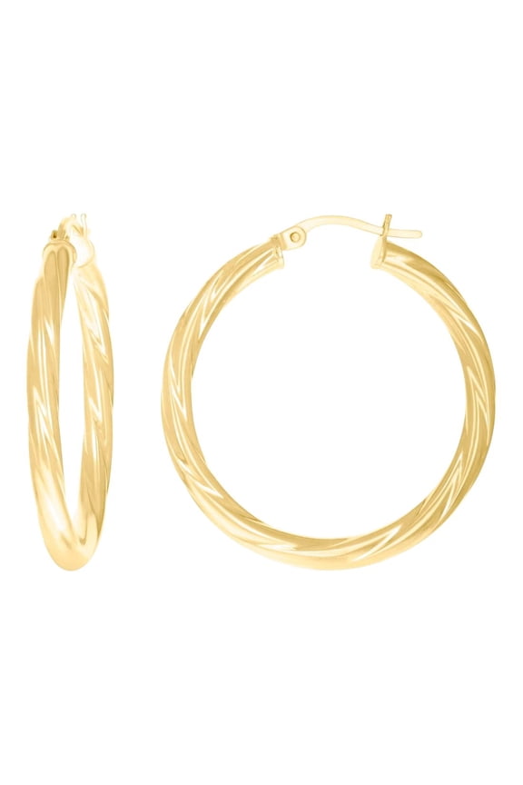 10k Gold Womens Italian Twisted 29.9mm X 32mm Hinged Hoops Hugs Earlobe Earrings Hoop Earring for Women