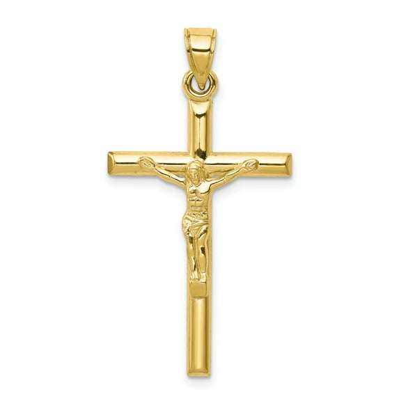 10k Hollow Crucifix Pendant in 10k Yellow Gold